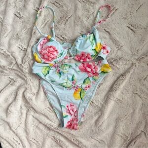 Cupshe Floral Bikini Set with Red and Green Accents